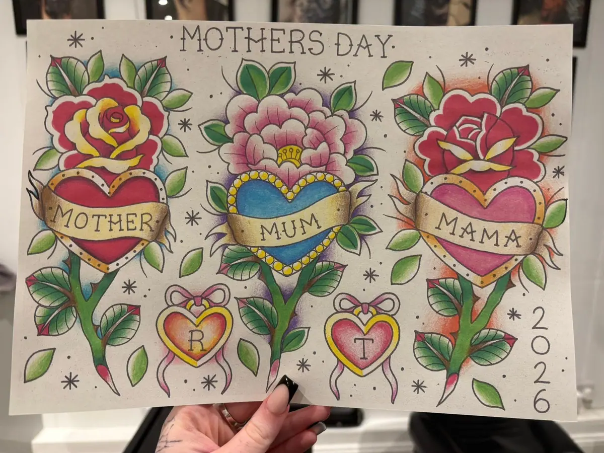 Mother Day Rose Heart Tattoo