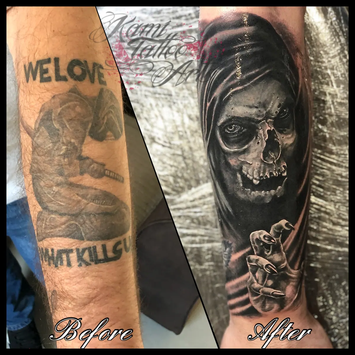Blackwork Tattoo Cover Up Grim Reaper