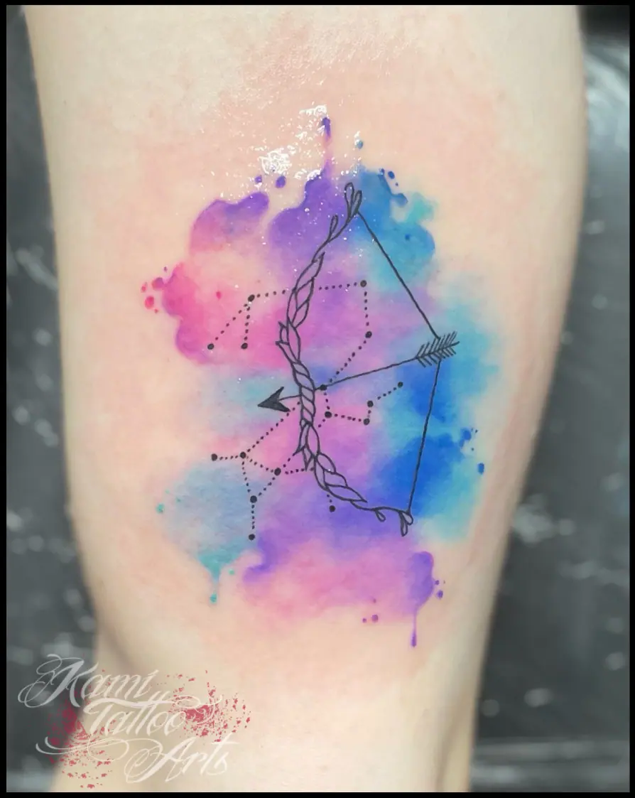 Sagittarius Zodiac Sign Watercolour Tattoo