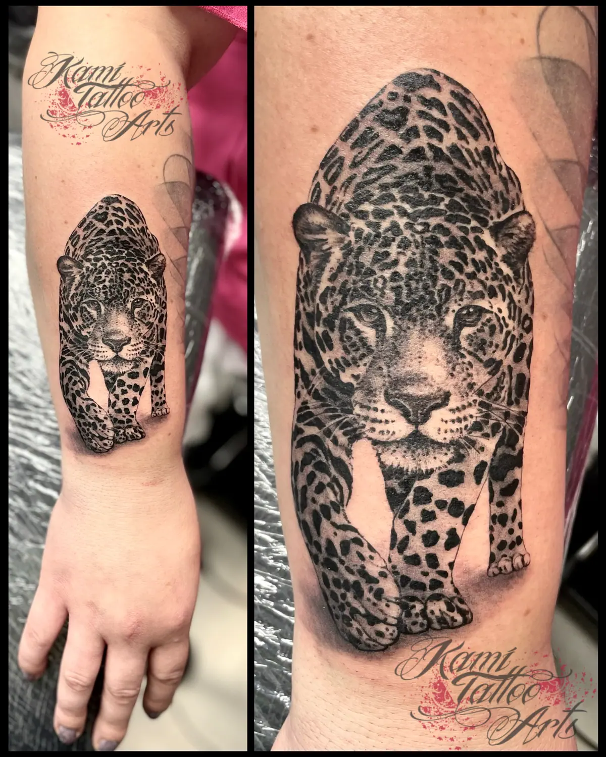 Blackwork Leopard Panther Lampart Tattoo Miniature Realism Big Cat