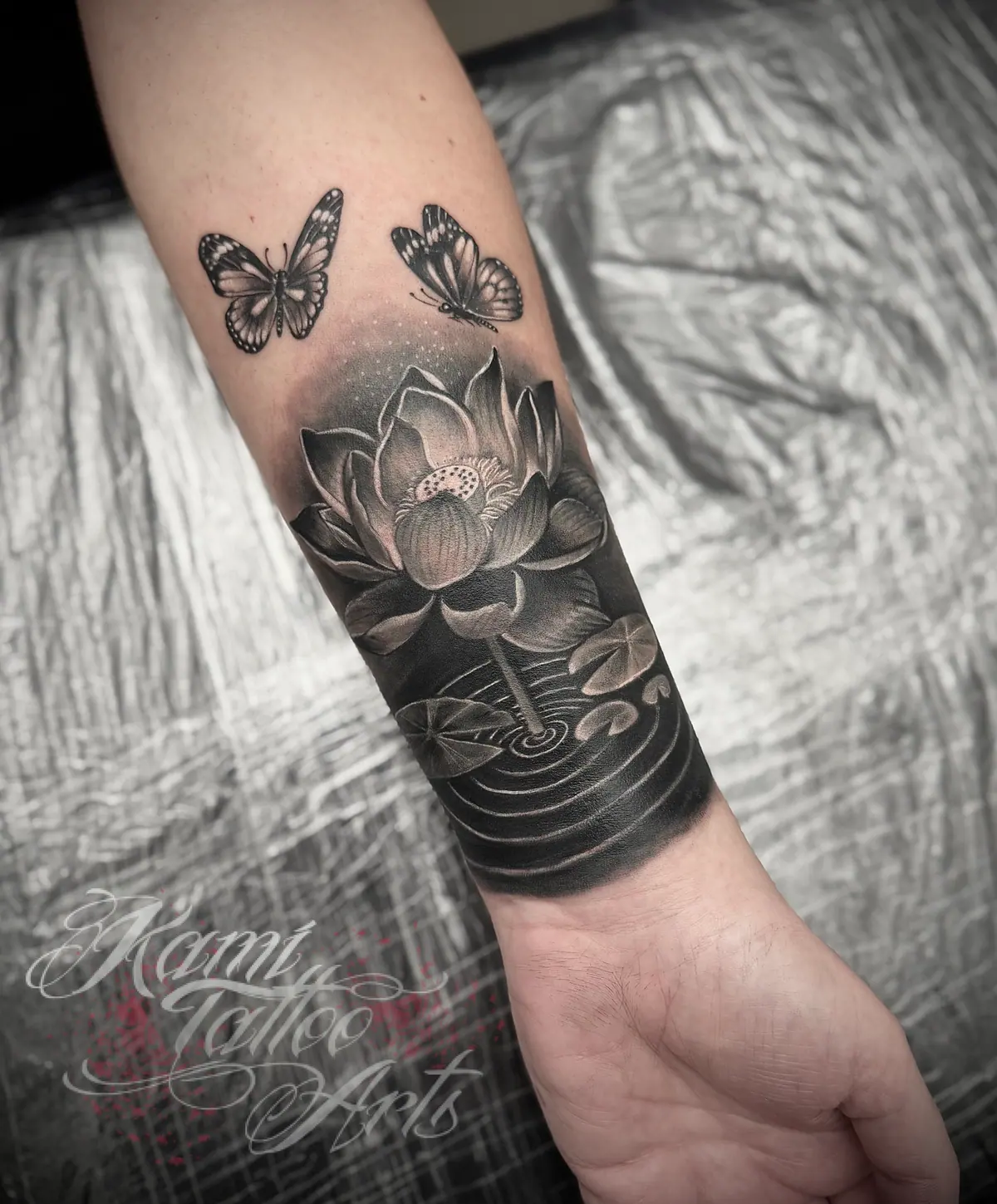 Blackwork Lotus Coverup Tattoo