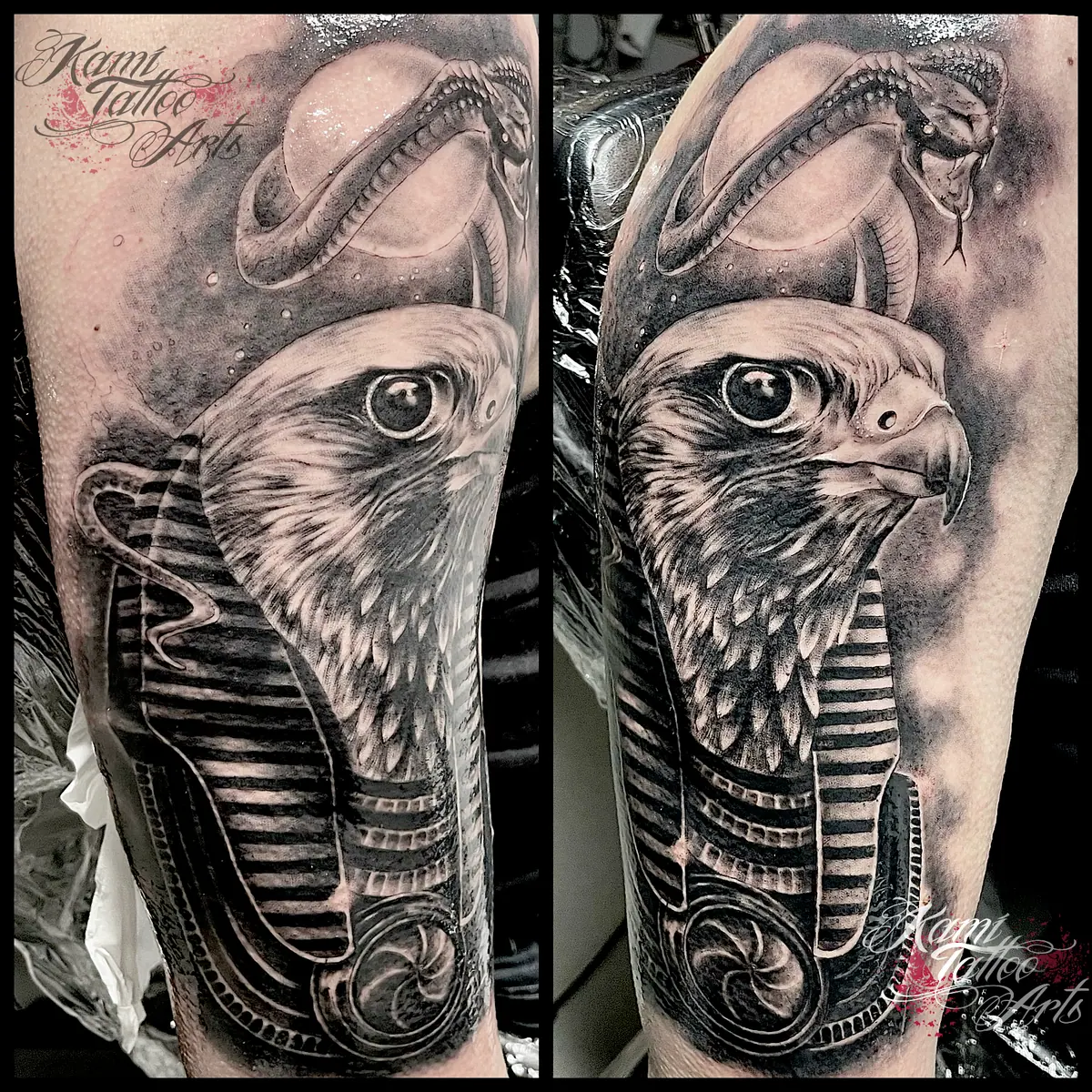 Blackwork Realism Horus Egypt Tattoo