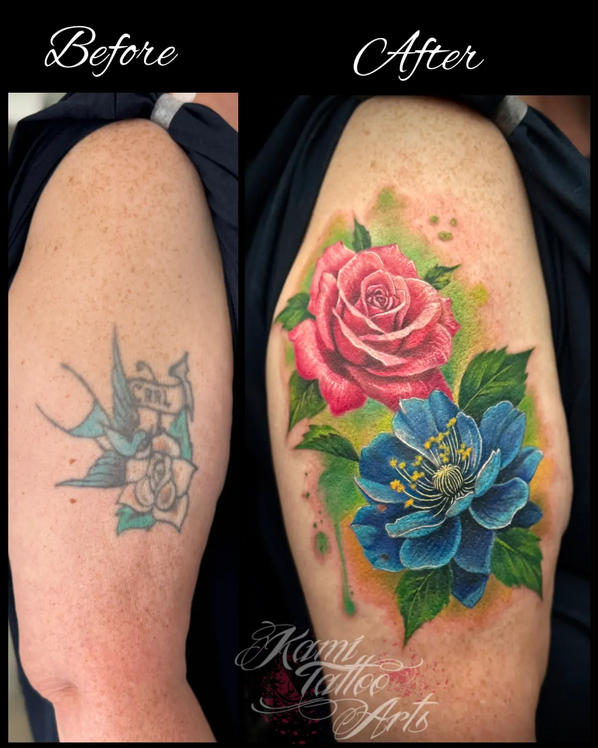 Coverup Tattoo Flowers Arm