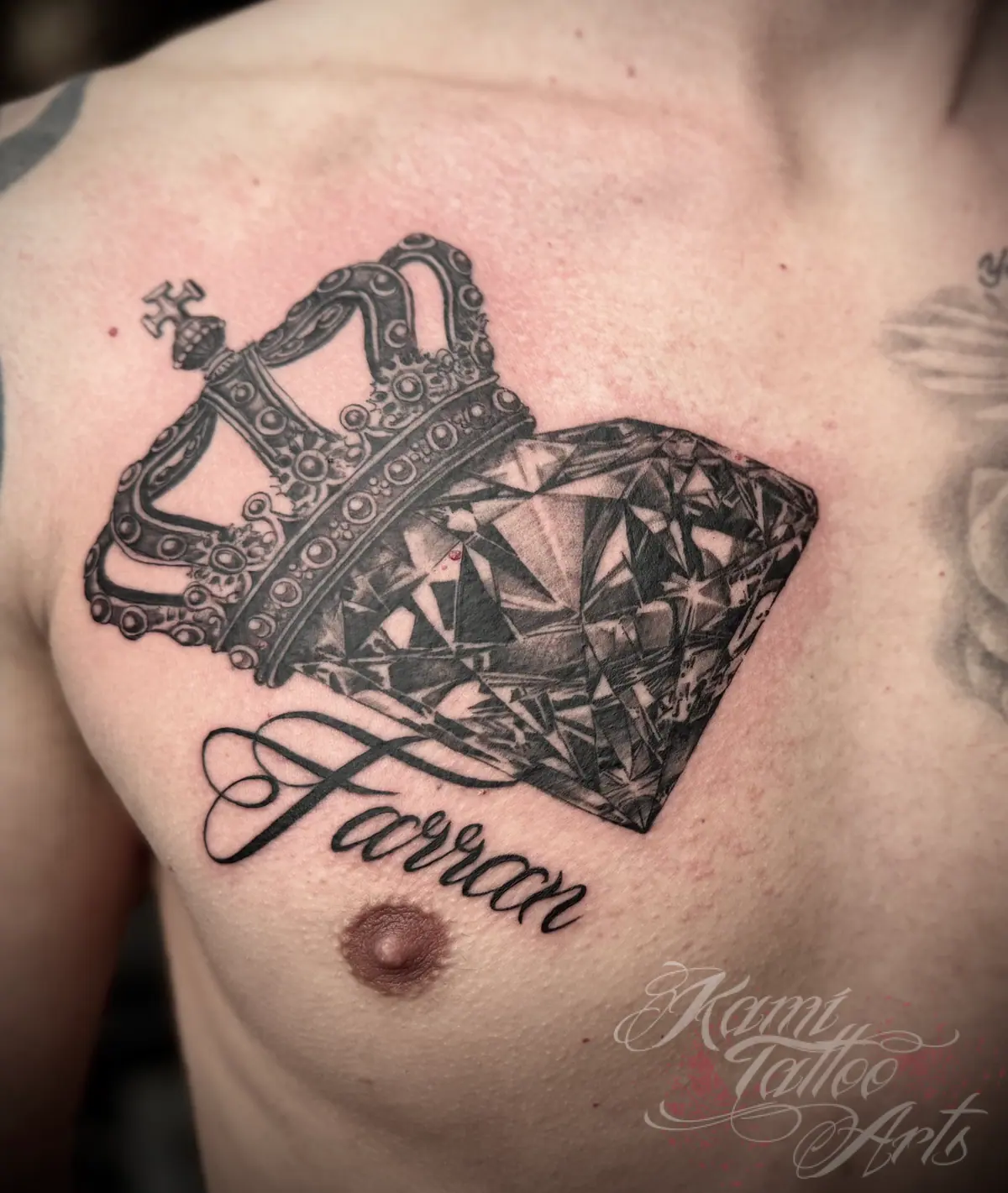 Diamond Crown Tattoo Chest