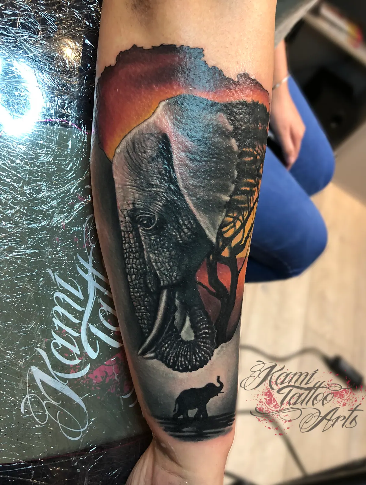 Elephant Coverup Colour Realism Tattoo Africa