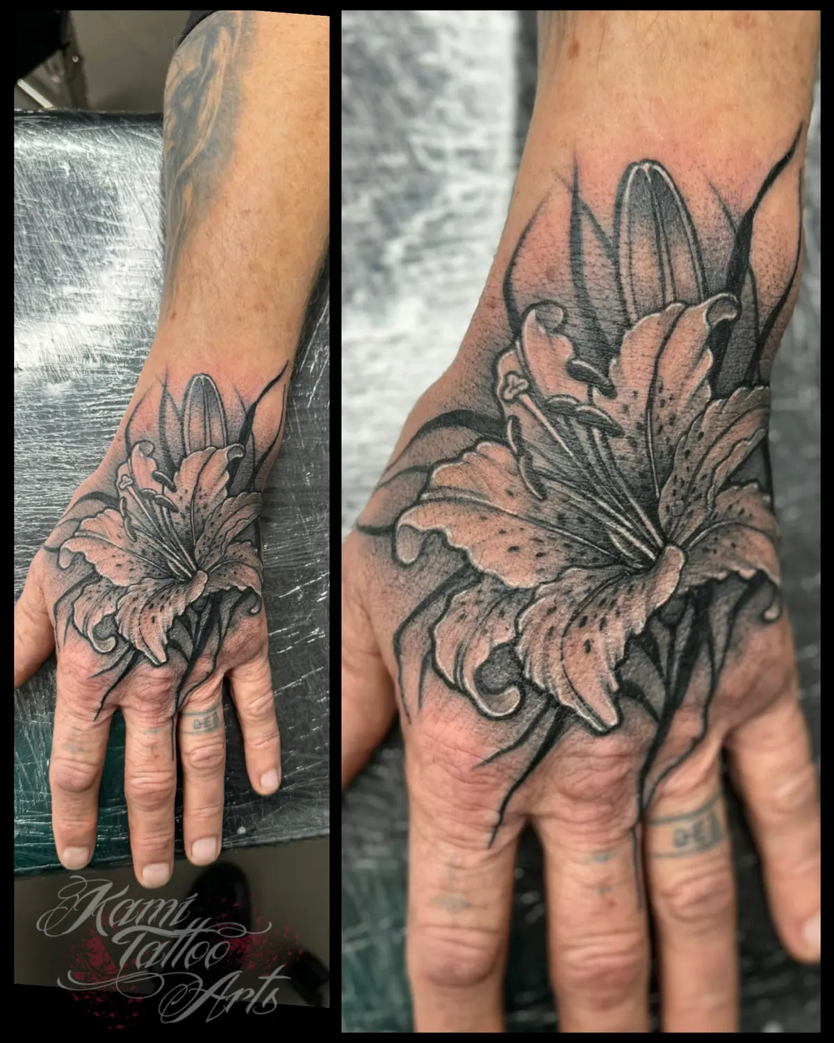 Freehand Tattoo Lily Hand Tattoo Graphic Style Custom