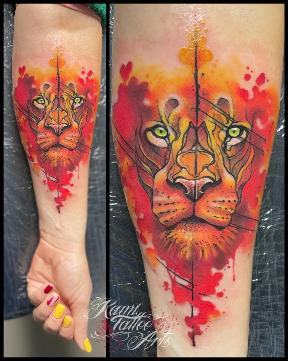 Lion Watercolour Tattoo
