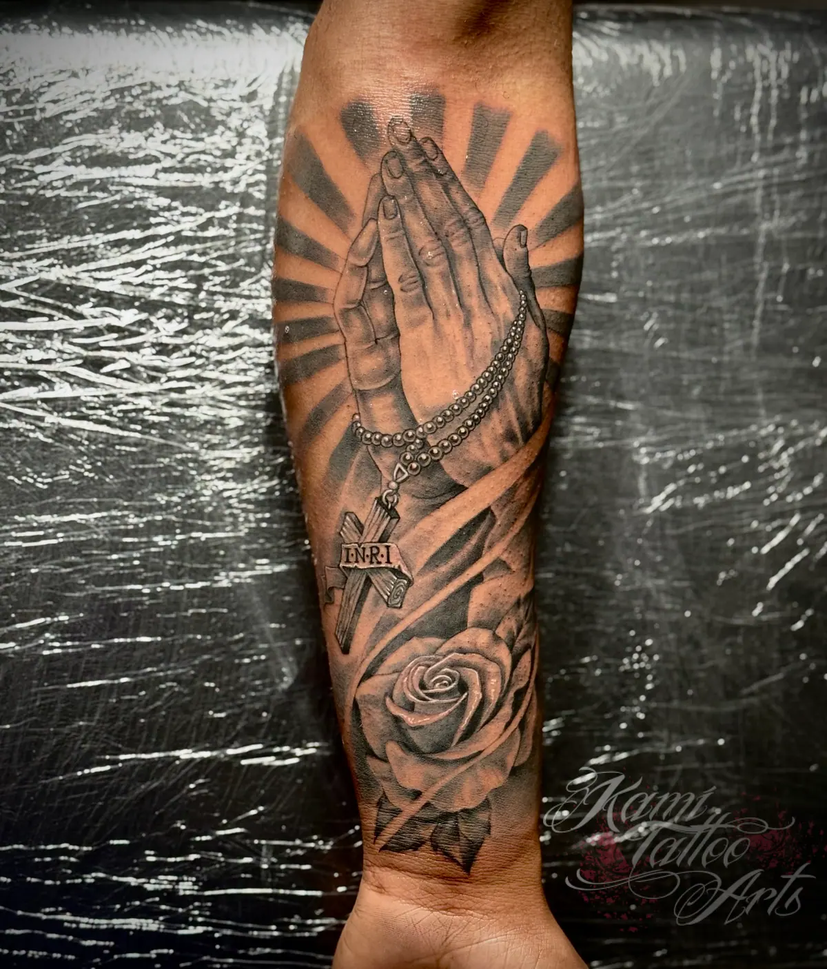 Pray Praying Hands Rosary Rose Faith Christian Tattoo Religion Christ