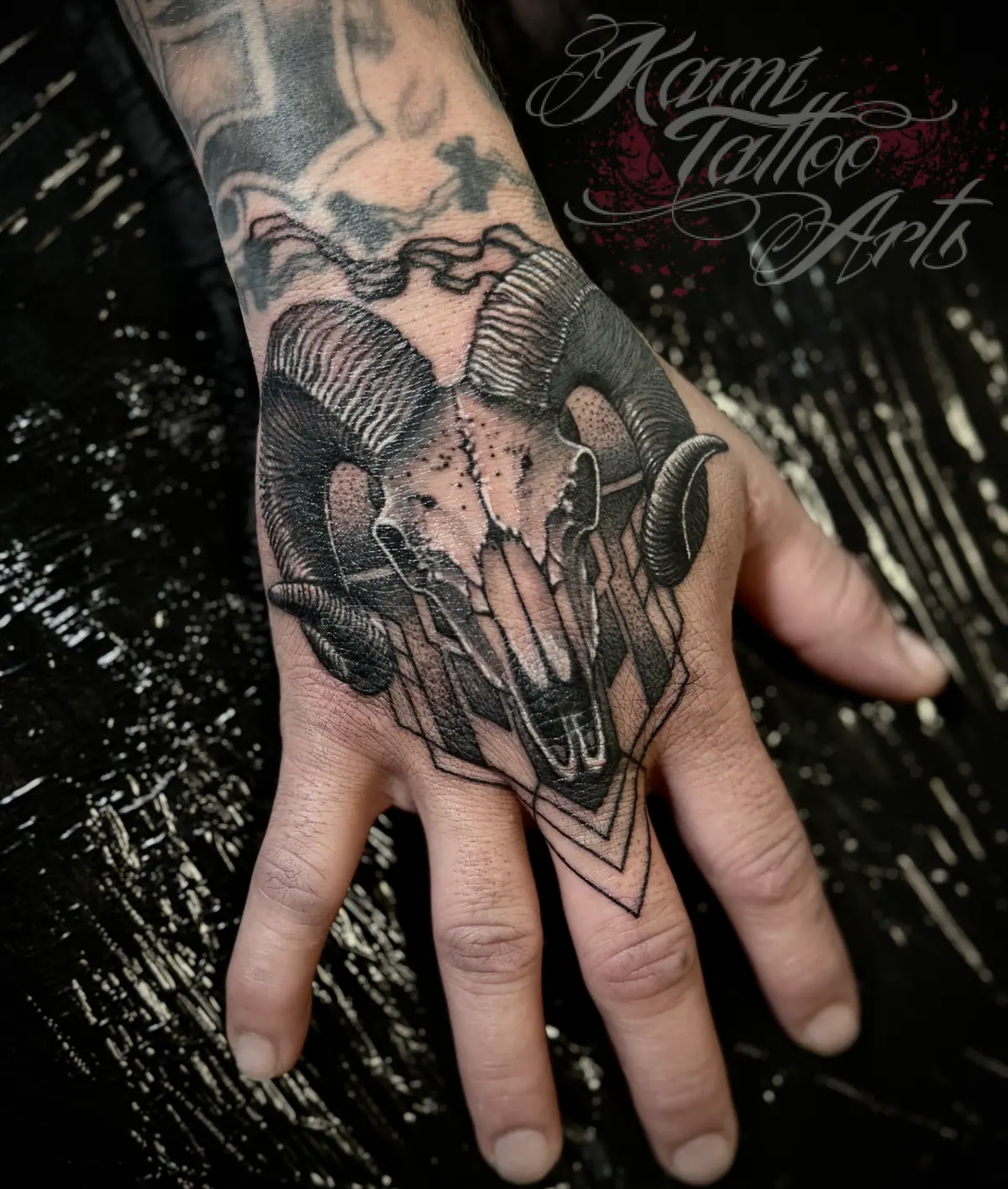 Ram Hand Tattoo Geometric