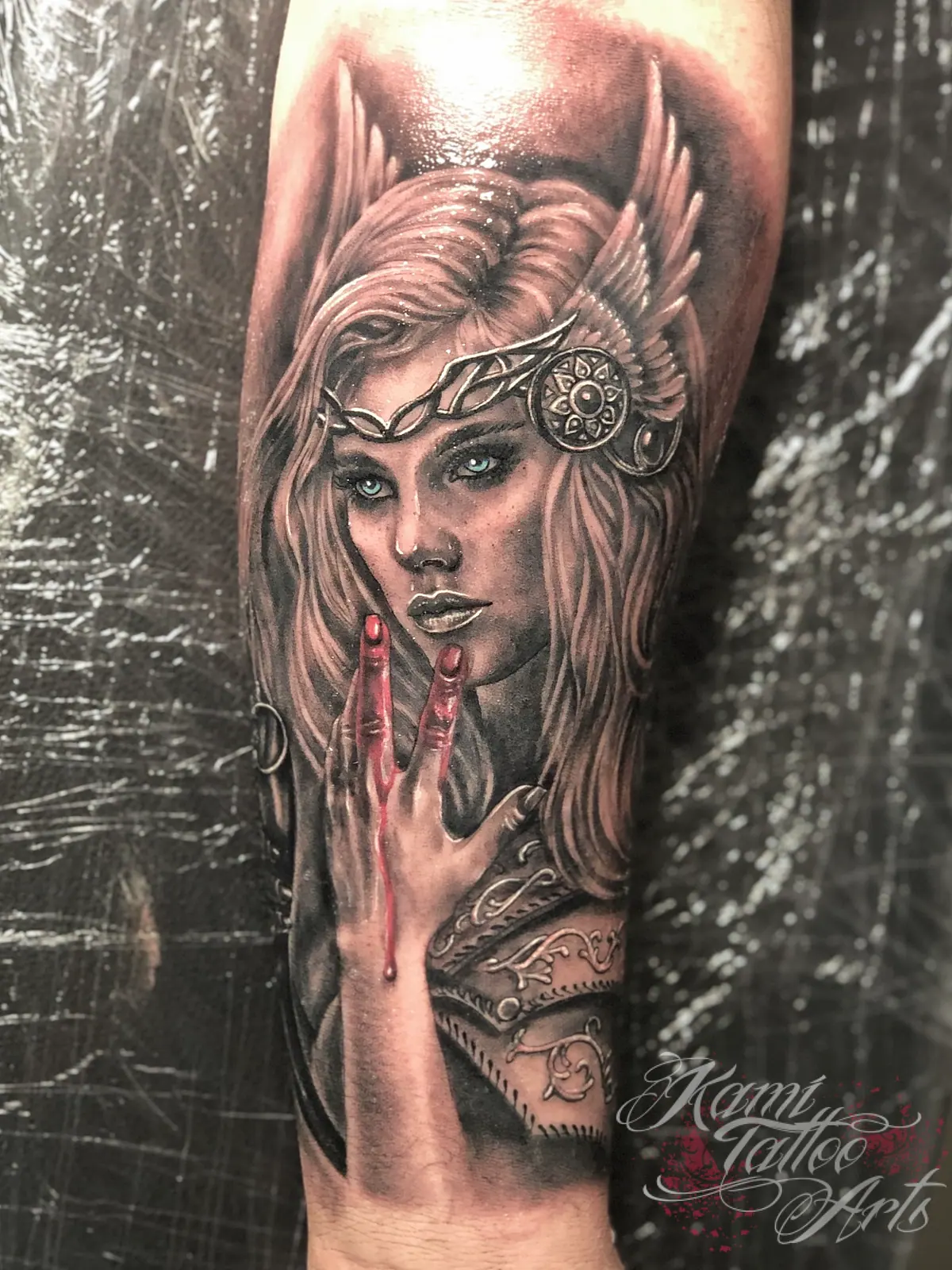 Realism Greywash Valkyrie Blood Viking Tattoo