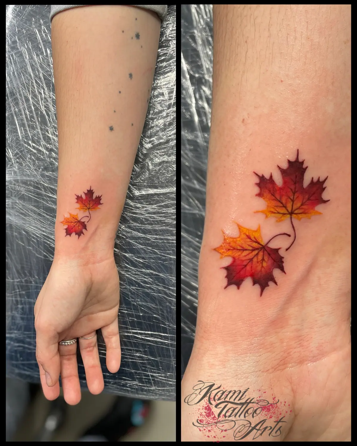 Realism Miniature Tattoo Mini Autumn Maple Klon Leaves Cute