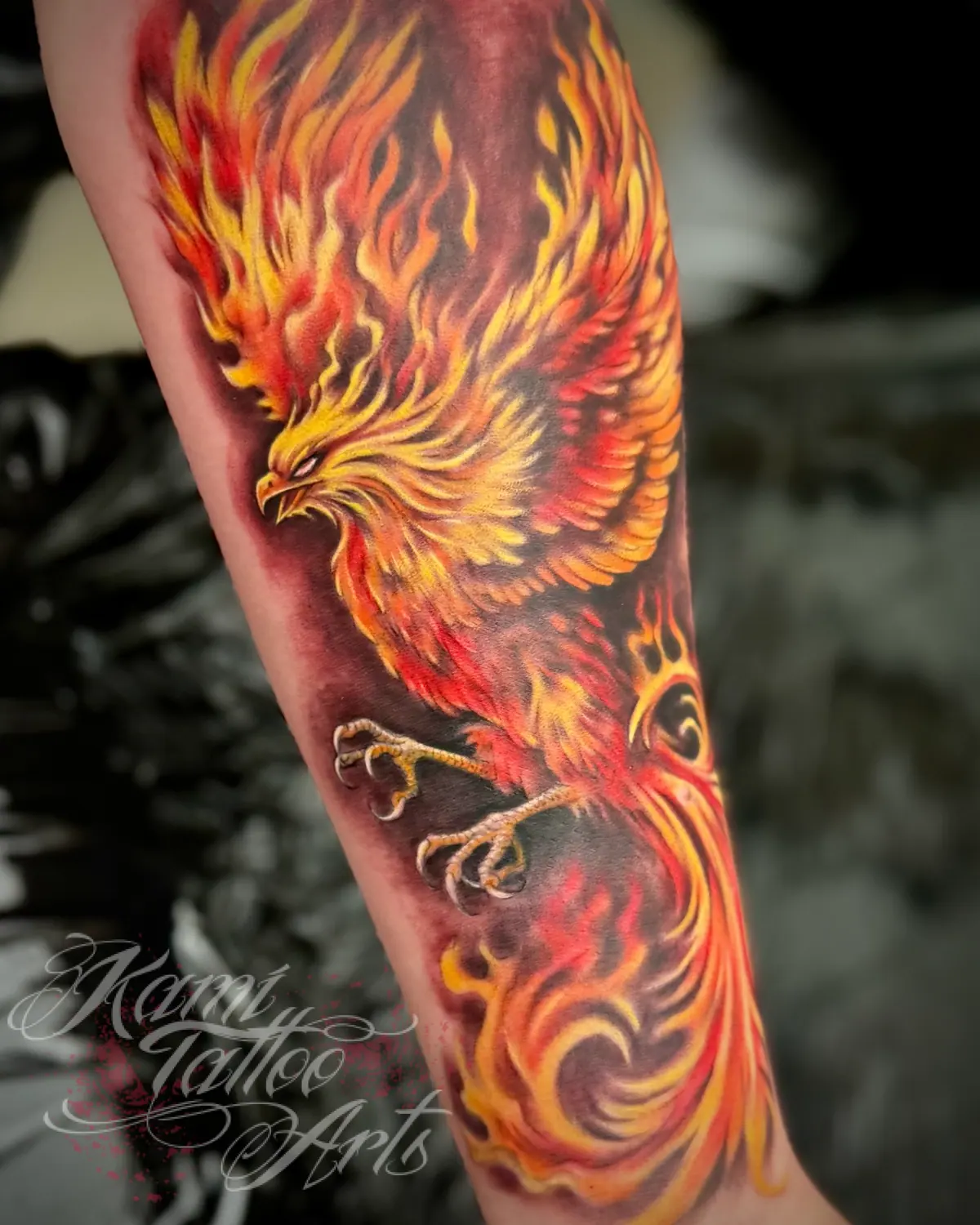 Realism Phoenix Colour Tattoo Fire Flames Bird Eagle