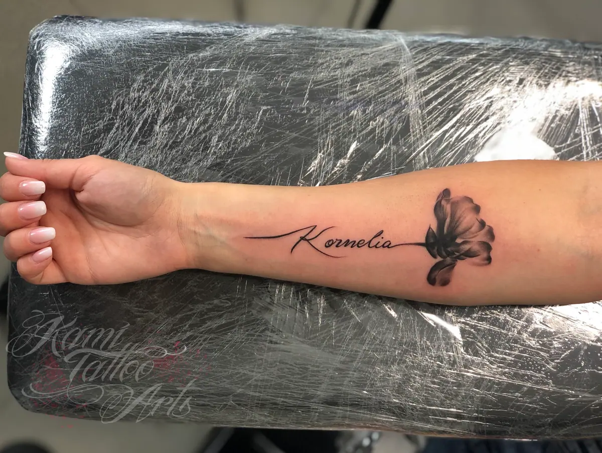 Xray Flower Tattoo Name Greywash