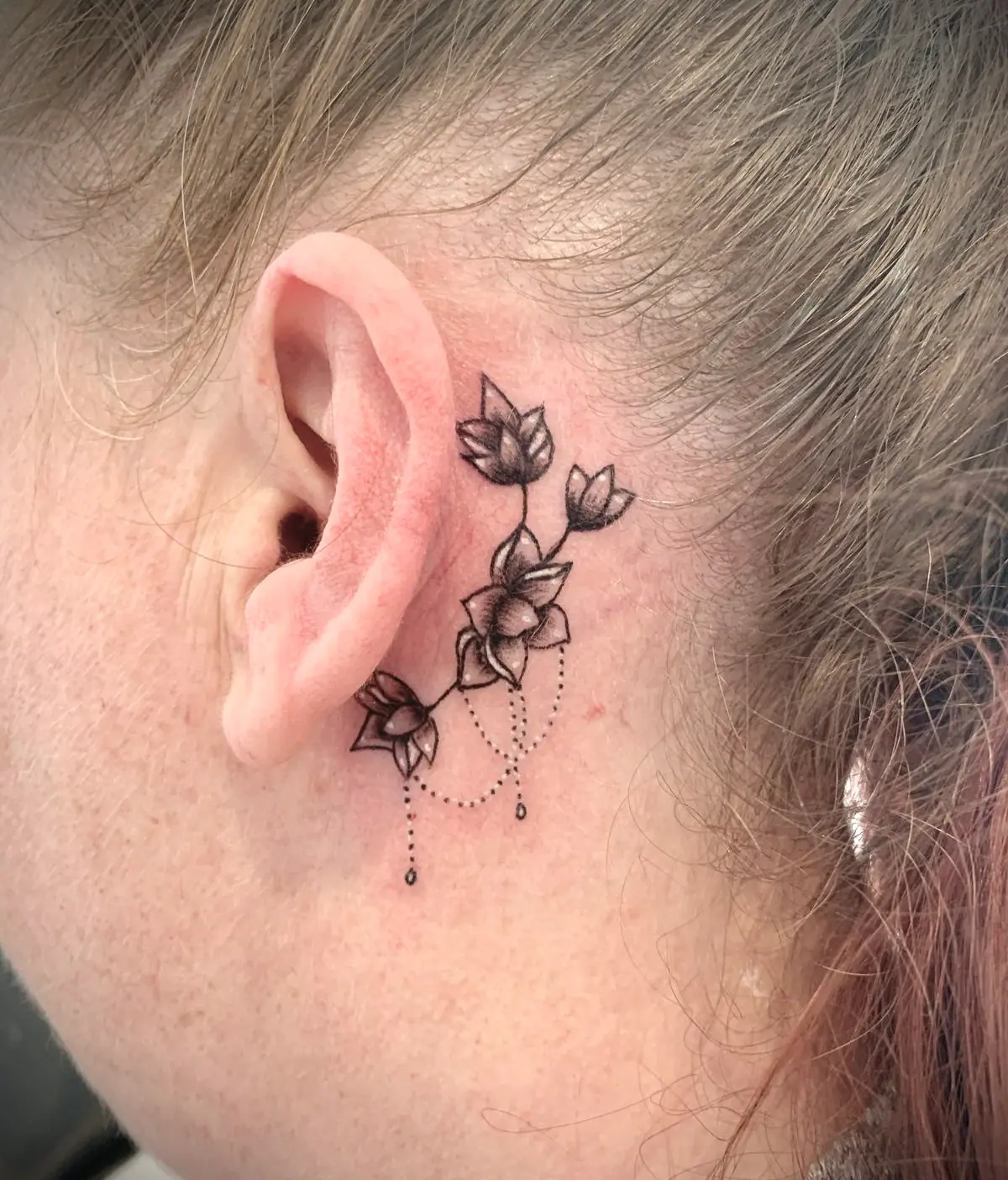 Ear Tattoo Neck Behind Ear Fine Line