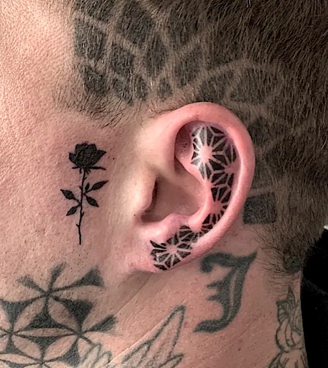 Face Tattoo Ear Tattoo