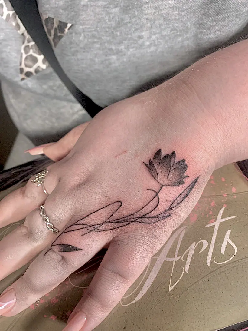 Finger Tattoo Hand Flower Fineline