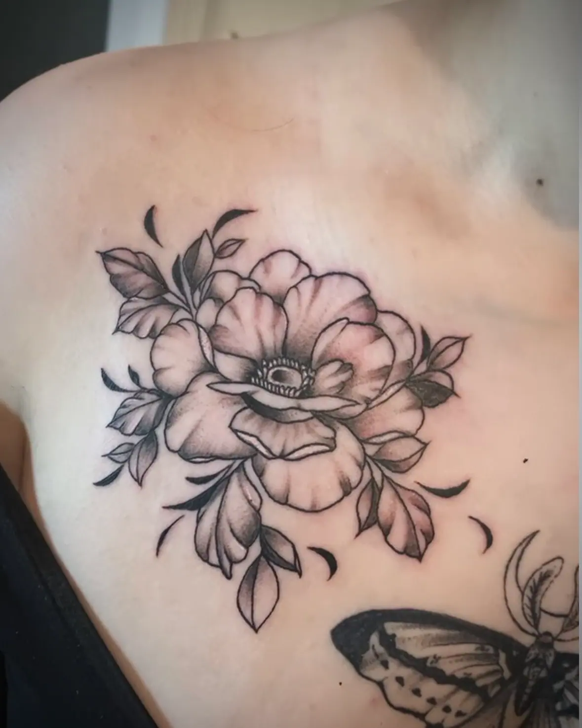 Flower Tattoo Woman Chest